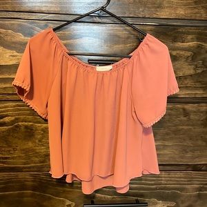 Blush Pink off the shoulder blouse